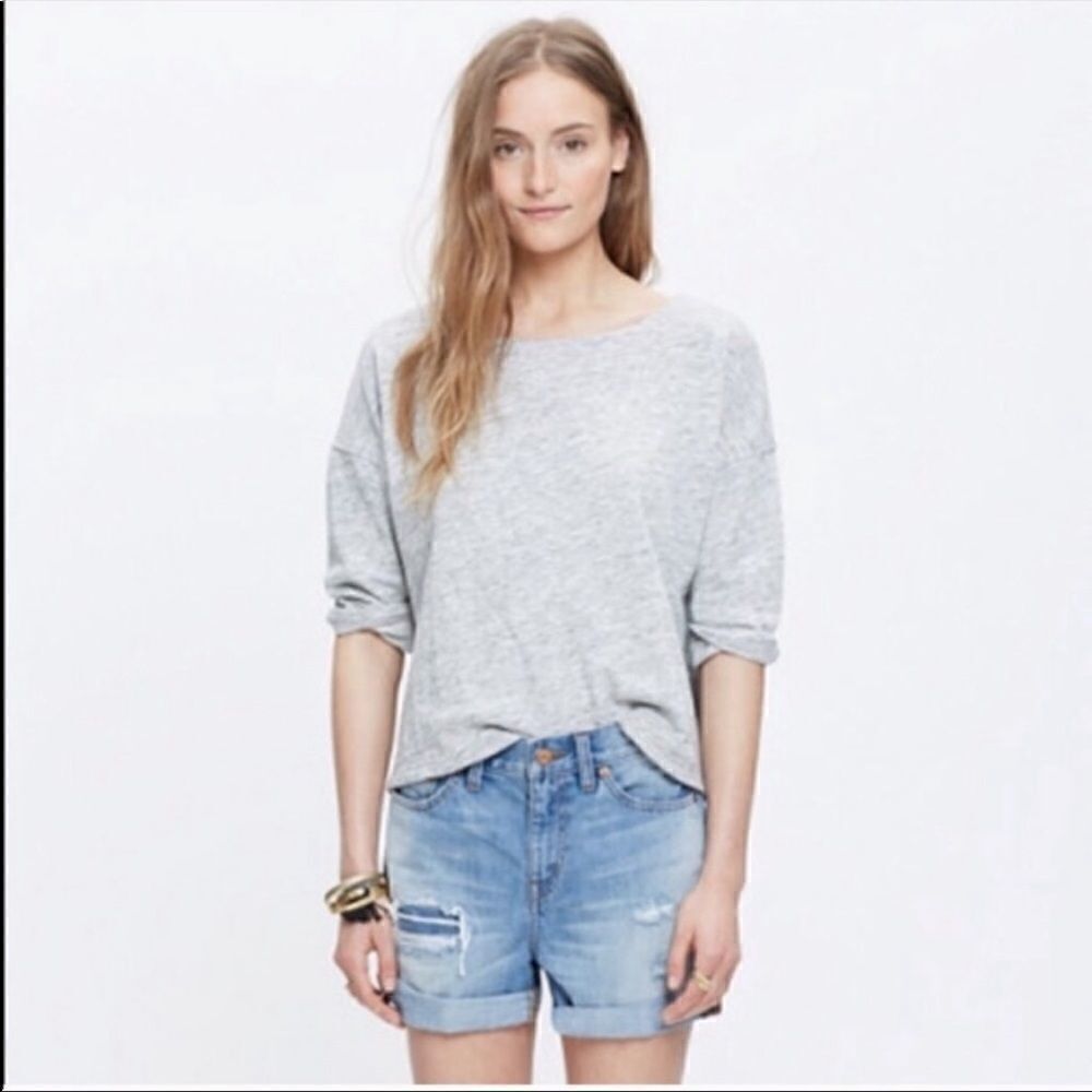 Madewell Gray Heathered Crop Sweatshirt